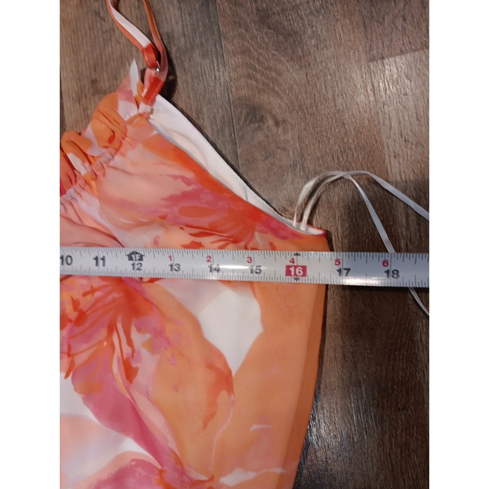 Nicole Miller Tropical Sheer Tiered Maxi Dress Belted Floral Boho XS - Picture 10 of 13